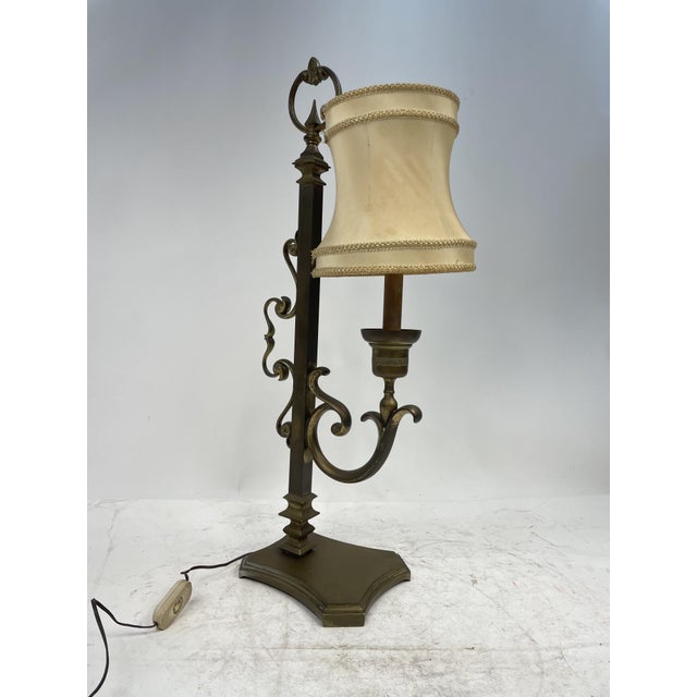 Bronze & Fabric Lamp, 1940s For Sale - Image 15 of 16
