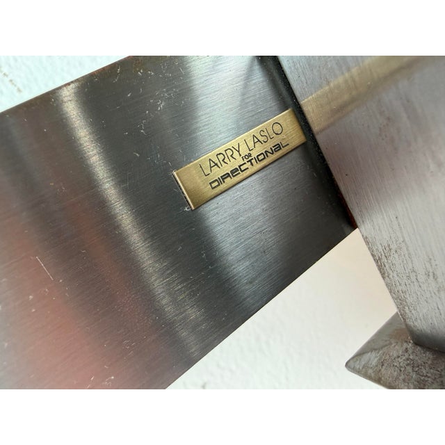 1980s Larry Laslo for Directional Postmodern Metal & Glass Side Table For Sale - Image 10 of 11