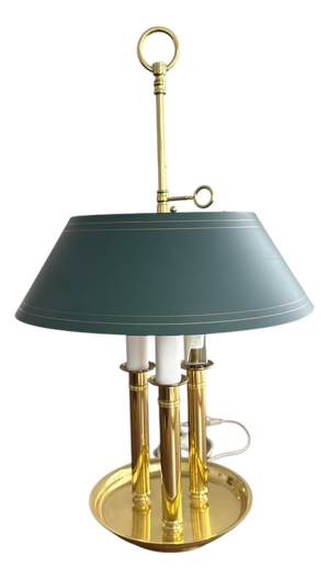 Vintage Hot Water Bottle Desk Lamp in Brass with Green Shade