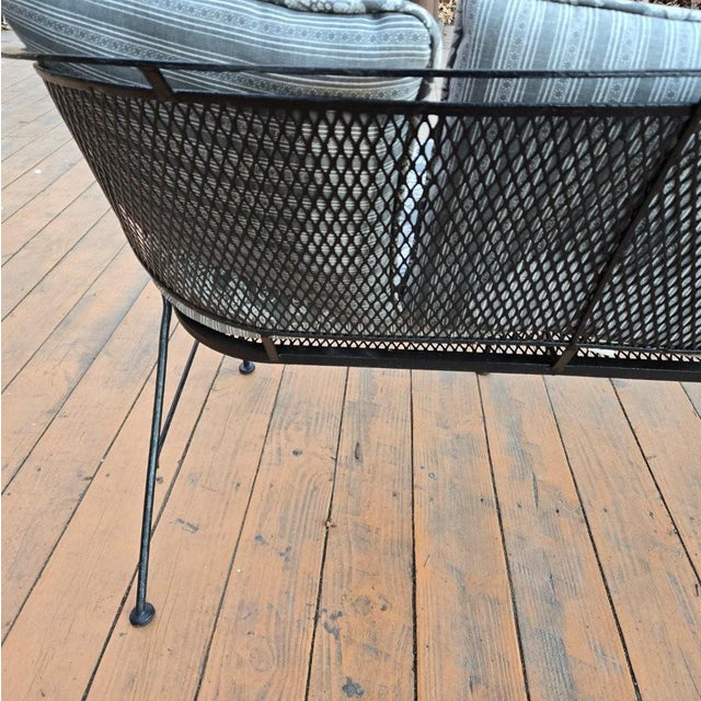 Late 20th Century Outdoor Patio Wrought Iron Bench in Great Condition With Plush Cushions For Sale - Image 9 of 13