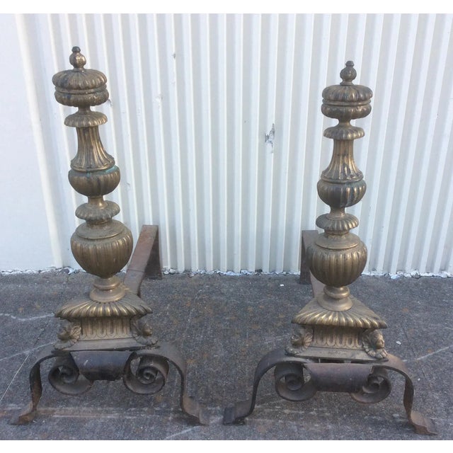 Early Andirons With Cherub Heads and Faces For Sale - Image 12 of 13