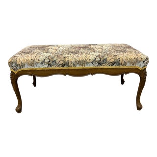 Early 20th Century French Louis XV Style Carved Walnut Bench For Sale
