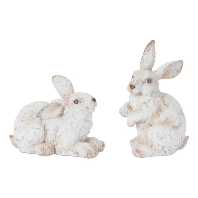 Distressed Rabbit Figurine (Set fo 2) For Sale