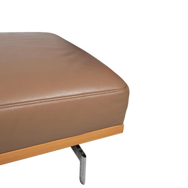 Modern Model 24/7 Ottoman in Leather, Wood and Chrome from Joop For Sale - Image 3 of 9