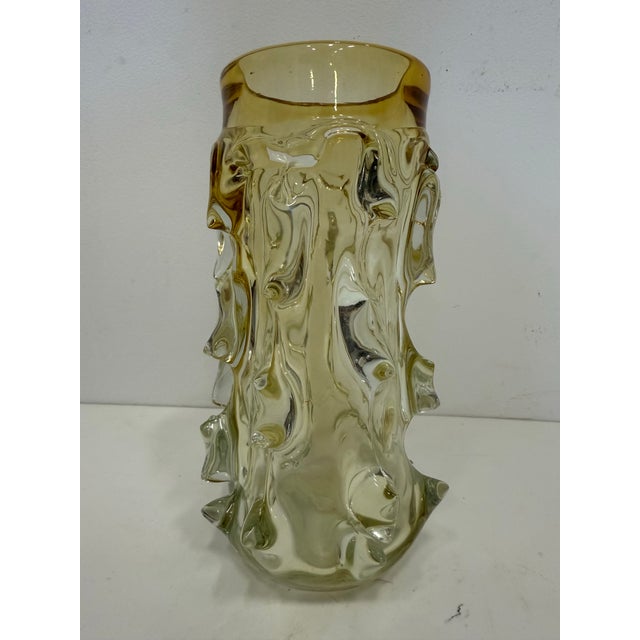 Amber Vintage Art Amber Glass Vase For Sale - Image 8 of 9
