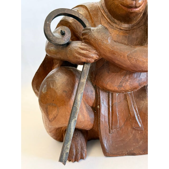 Antique Wood Carving of a Monkey in a Monk's Robe For Sale - Image 11 of 15