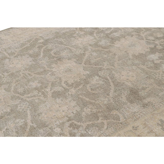 Rug & Kilim Rug & Kilim’s Oushak Style Rug in Gray and Beige With All Over Floral Pattern For Sale - Image 4 of 7