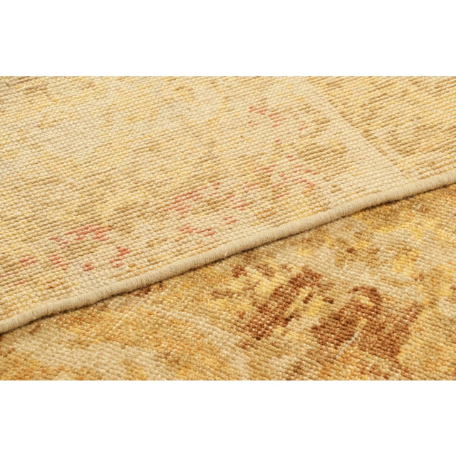 Textile Rug & Kilim’s Distressed European Rug in Beige-Brown & Gold Florals For Sale - Image 7 of 7