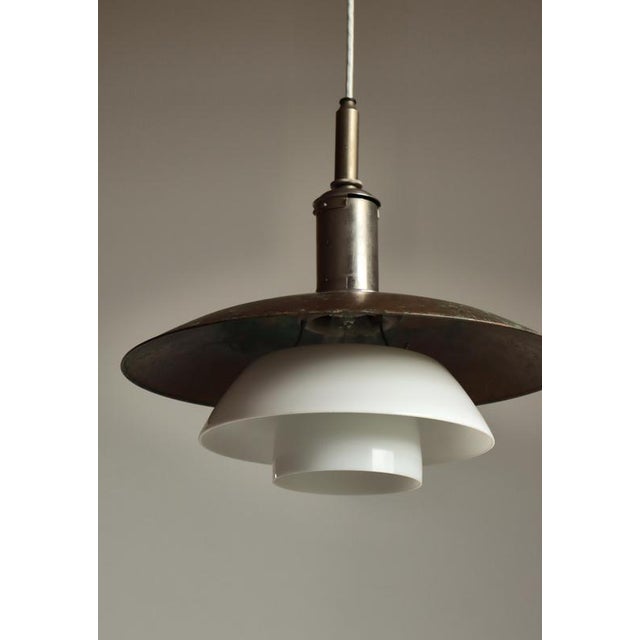 Copper Scandinavian Modern 4/4 Pendant Light in Copper and Glass by Poul Henningsen for Louis Poulsen, 1930s For Sale - Image 8 of 17