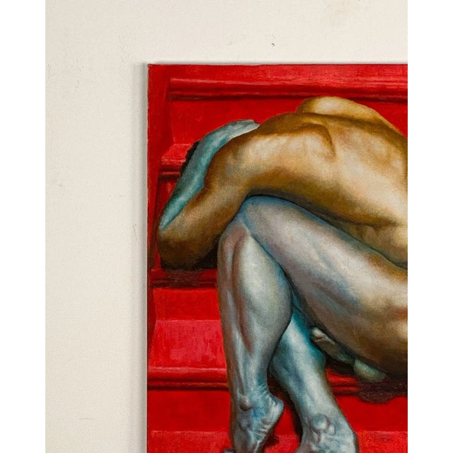 A curious Modernist nude in bright palette, circa 1990. This piece is unframed.
