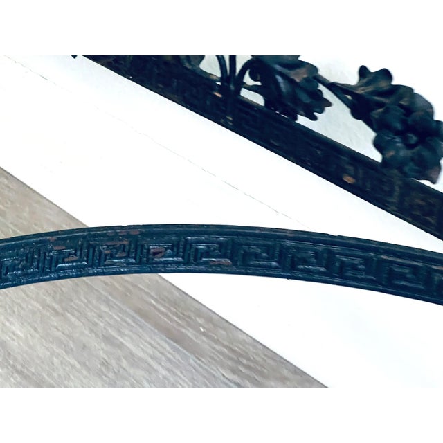 Antique C1920s Italian Wrought Iron Console Demilune Table With Glass Top For Sale - Image 9 of 10