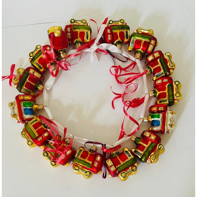 Great lot of vintage European blown glass mercury Christmas ornaments figurines-ChooChoo Trains. Colourful, with glitter...