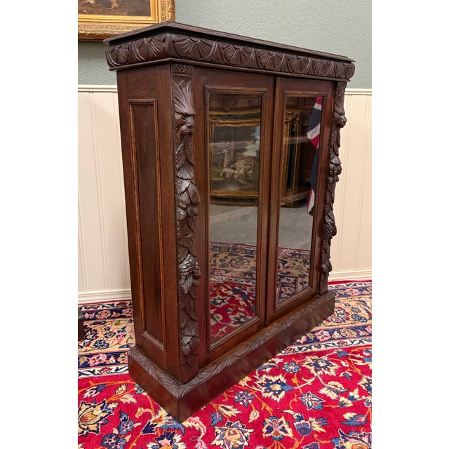 Antique French Pair of Renaissance Carved Bookcases Display Cabinets Oak c.1900 For Sale - Image 15 of 18
