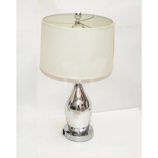 1 of 2 Contemporary Mercury Glass Table Lamp With Harp & Shade For Sale In Miami - Image 6 of 12