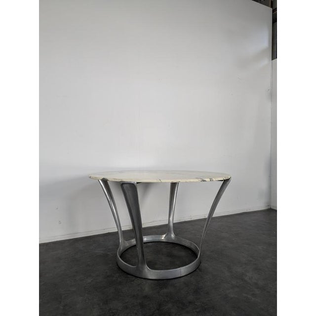 Arabescato Table with Marble Top by Michel Charron, in Very Good conditions.