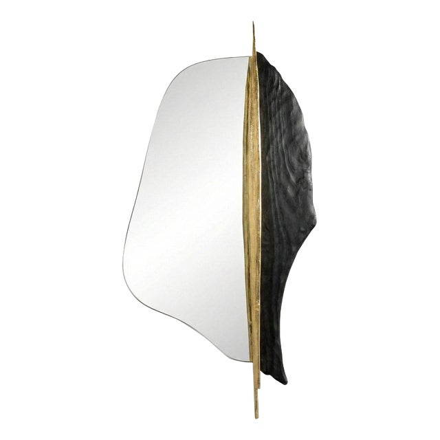 Palm Brass Wall Mirror by Maeve For Sale