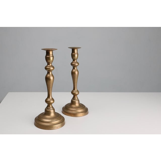 Metal Antique French Copper Candlesticks, 1890s, Set of 2 For Sale - Image 7 of 11