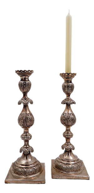 Large Silver Candlesticks, Set of 2