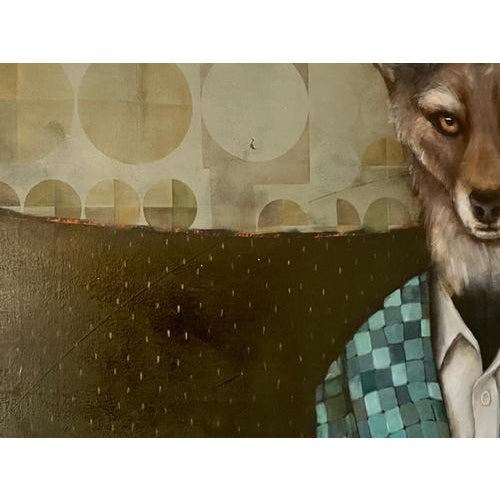 Teal Michele Mikesell, Standing Watch: Jackal Wearing a Suit, 2025, Oil on Canvas For Sale - Image 8 of 15