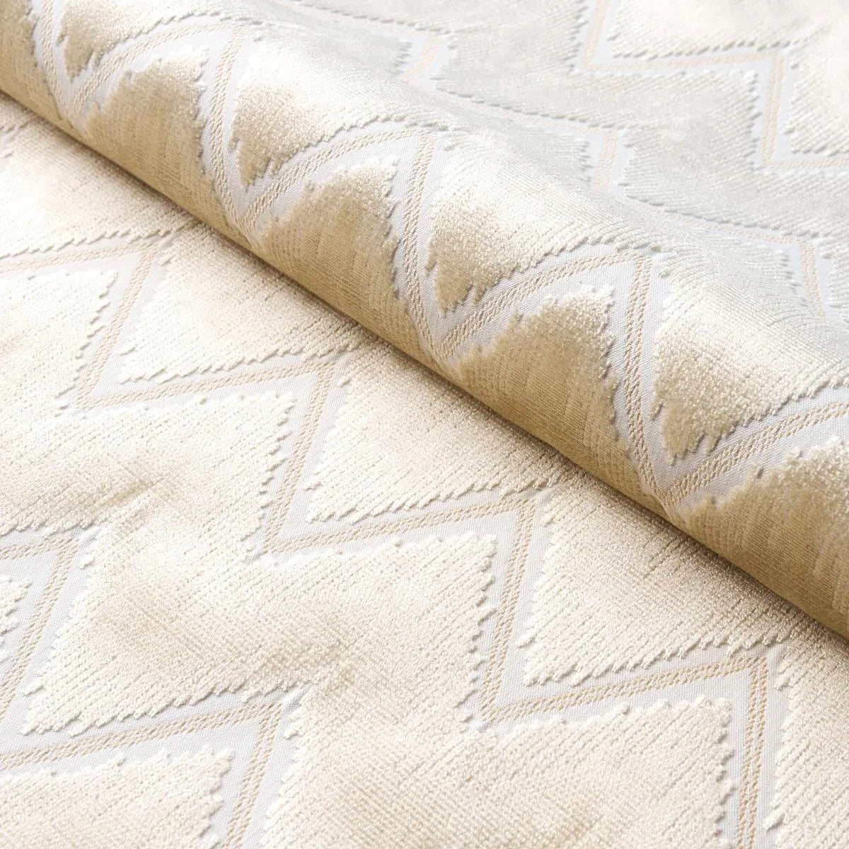 Schumacher Chevron Velvet Fabric in Champagne | Chairish