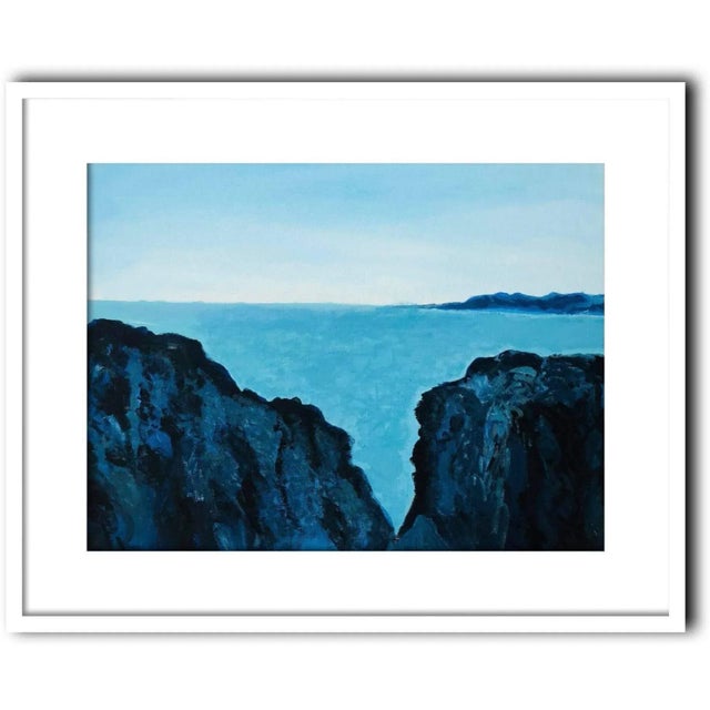 "Evening by the Beach 2" Contemporary Coastal Landscape Acrylic Painting, Framed For Sale - Image 6 of 9