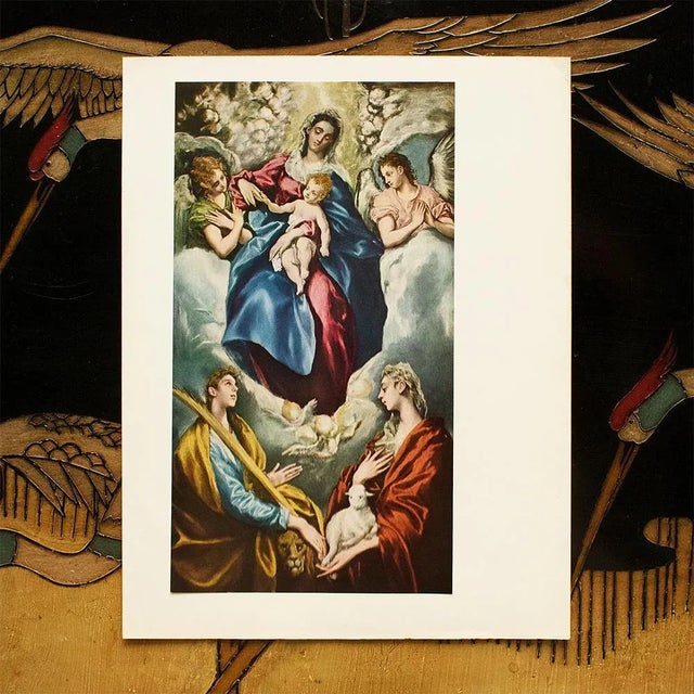 Renaissance 1956 After El Greco "The Virgin With Saint Ines and Saint Tecla", Vintage Full-Color Print For Sale - Image 3 of 7