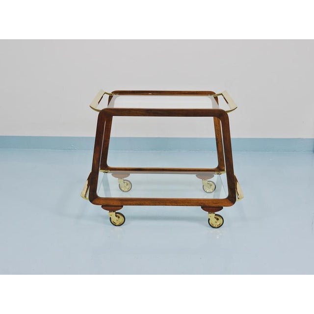 1950s Mid-Century Modern Walnut and Brass Bar Cart by Oswald Haerdtl, 1950s For Sale - Image 5 of 18