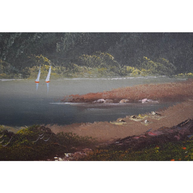 Paint Oil on Canvas Mountain Scene - Artist Signed For Sale - Image 7 of 14