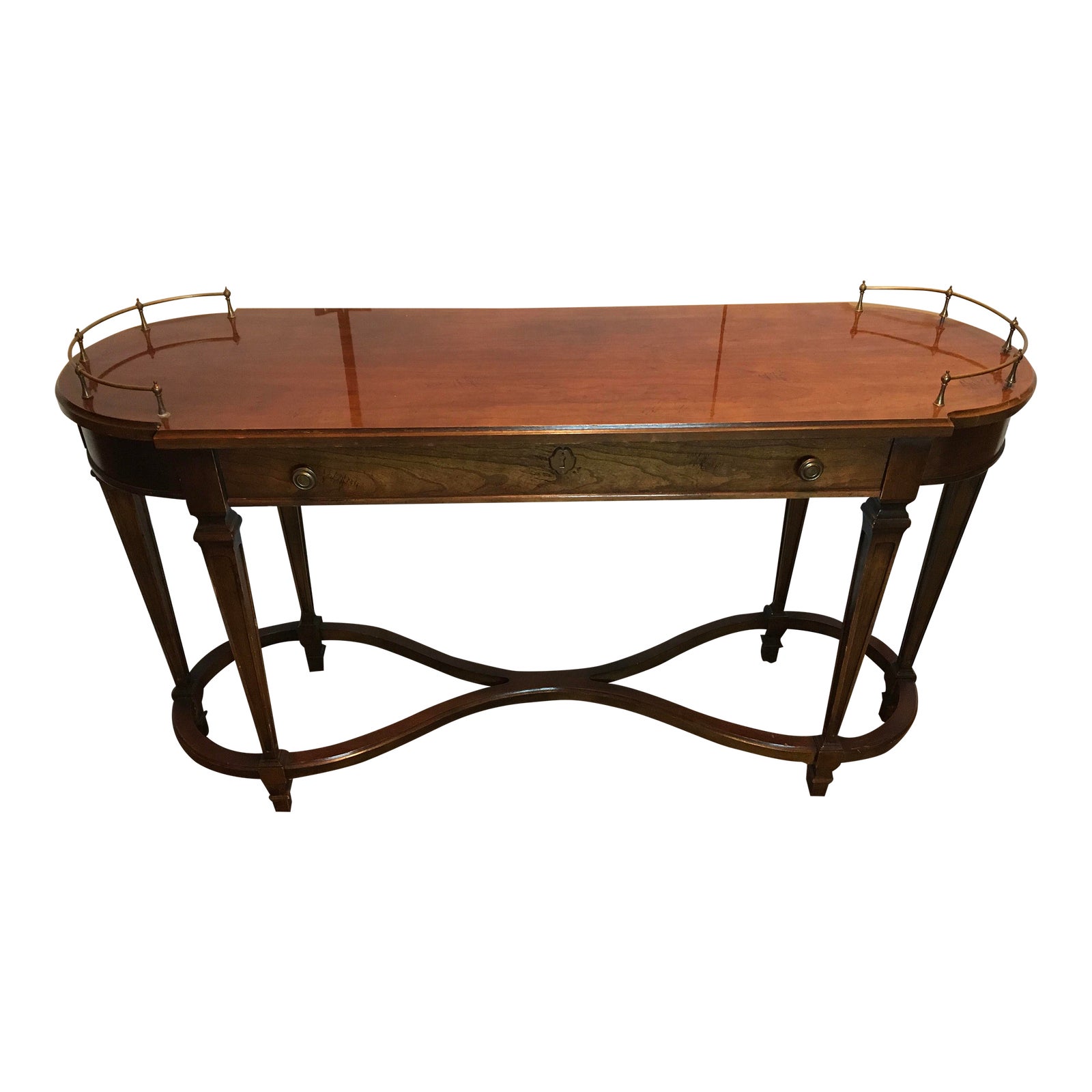 1960s Lane Altavista Virginia Long Console Table Mahogany or Pecan with