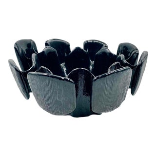 Mid-Century Brutalist Black Ceramic Bowl For Sale