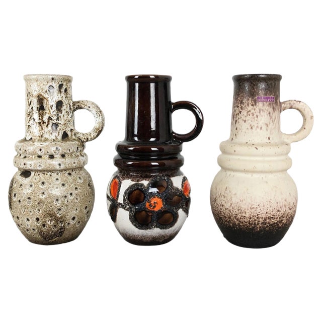 German Fat Lava Vienna Vases from Scheurich, 1970s, Set of 3 For Sale