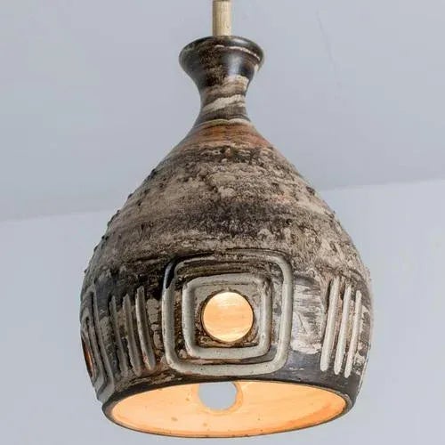 Danish Brown Ceramic Pendant Light, 1970 For Sale - Image 3 of 18