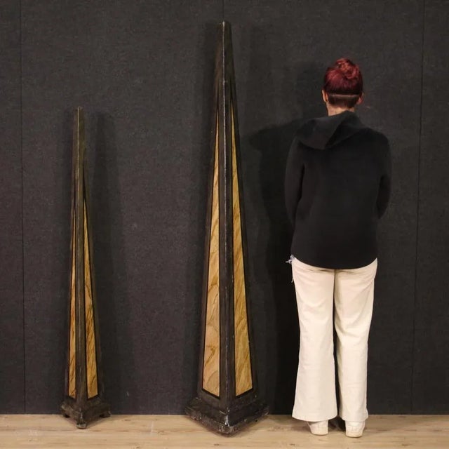 Large Painted Wooden Obelisks, 1930s, Set of 2 For Sale - Image 12 of 13
