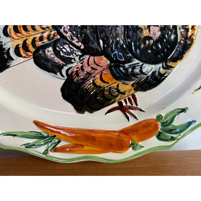 Green 1970s Boho Chic Magnificent Italian Turkey Pottery Serving Platter For Sale - Image 8 of 12