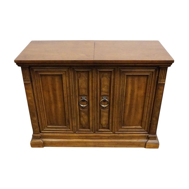 Neoclassical Drexel Furniture Walnut Italian Neoclassical Tuscan Style 60" Slide Top Server Buffet For Sale - Image 3 of 18