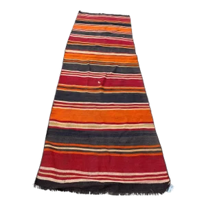 Vintage Striped Pattern Kilim Runner Rug