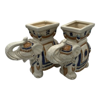 Vintage Hollywood Regency Style Elephant Planters - A Pair For Sale