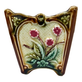 Small French Majolica Cache Pot Onnaing, Circa 1890 For Sale