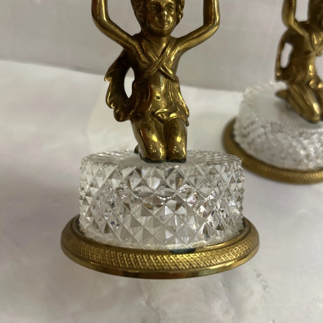 Bronze and Crystal Diamond Pinpoint Pattern Smoke Set 2 Piece's For Sale In Miami - Image 6 of 12