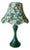 Retro Floral Fabric & Dark Green Ceramic Lamp For Sale