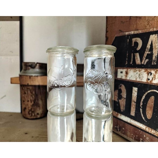 Mid-20th Century Embossed Cherry Glass Jars from Kastrup Glassworks, Denmark, Set of 2 For Sale - Image 5 of 9