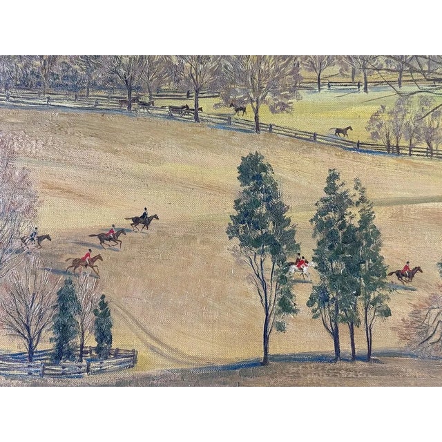 1940s The Meadowbrook Hunt Crossing the Whitney Fields 1941 O/C by Charles Baskerville For Sale - Image 5 of 11