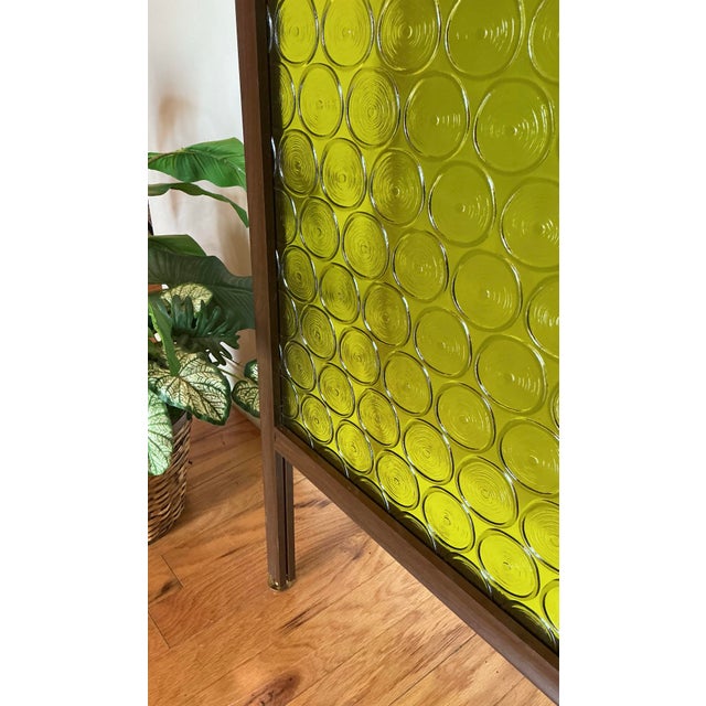 Bottle Green Set of 3 Individual Vintage Mid-Century Modern Green Circle Bottle Tension Pole Room Dividers, Circa 1960s For Sale - Image 8 of 12