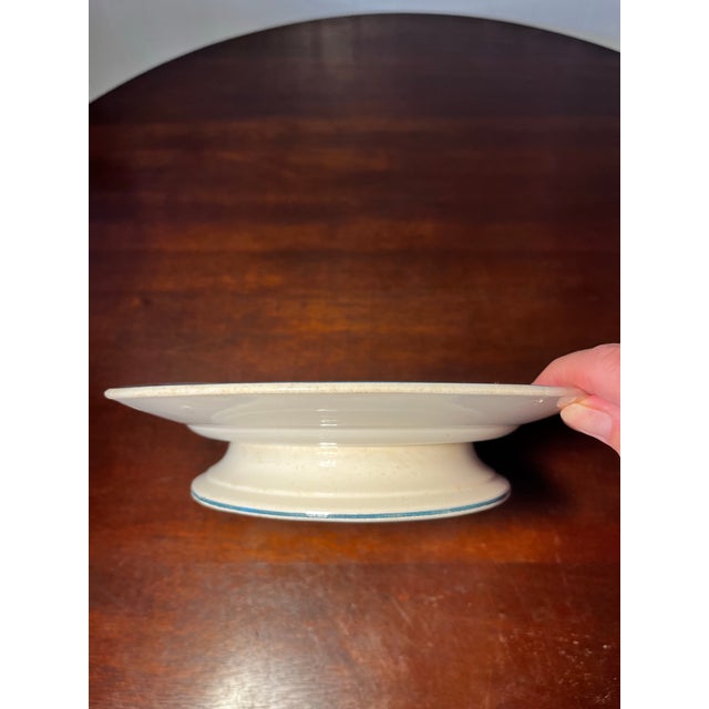 Art Nouveau Antique Ironstone Longwy Pedestal Plate For Sale - Image 3 of 4