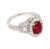 Metal 2.20 Carat Vivid Red Oval Cut Ruby & Diamond Retro Regal Style Vintage Ring, Size 6.5 For Sale - Image 7 of 9