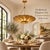 Metal Flower Bowl Chandelier, Antique Brass Finish, Handmade Ceiling Light For Sale - Image 7 of 15