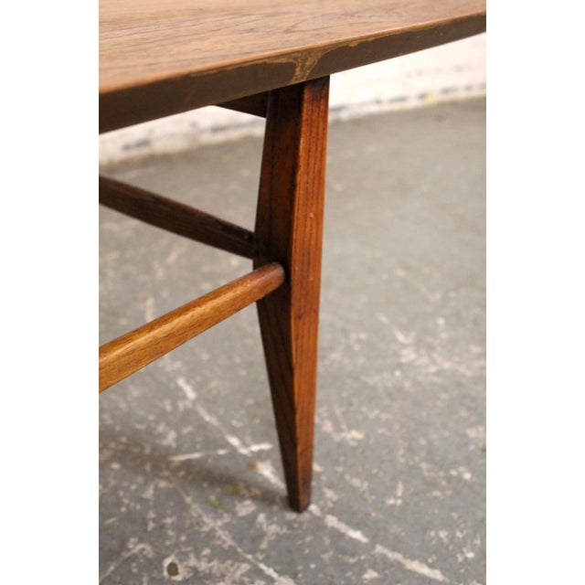 Wood Mid 20th Century Walnut Surfboard Coffee Table With Spindled Shelf For Sale - Image 7 of 8