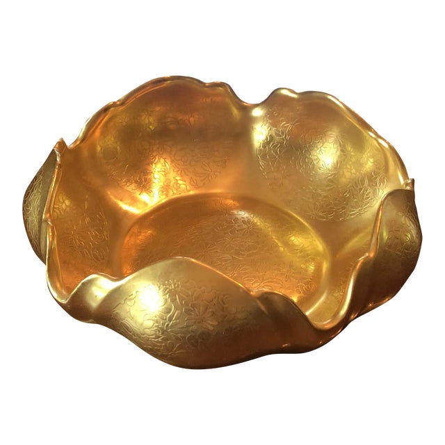 Vintage Late 20th Century Gold Overlay Pickard Bowl For Sale