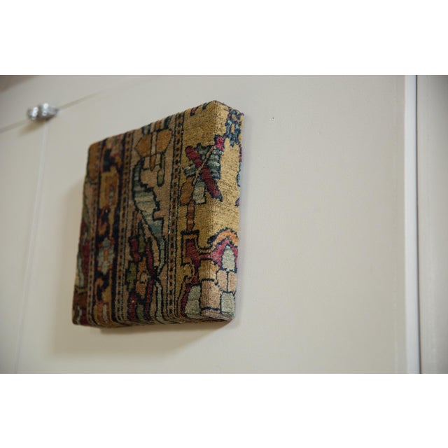 Contemporary Decorative Cork Board Antique Kerman Rug Fragment Art For Sale - Image 3 of 11
