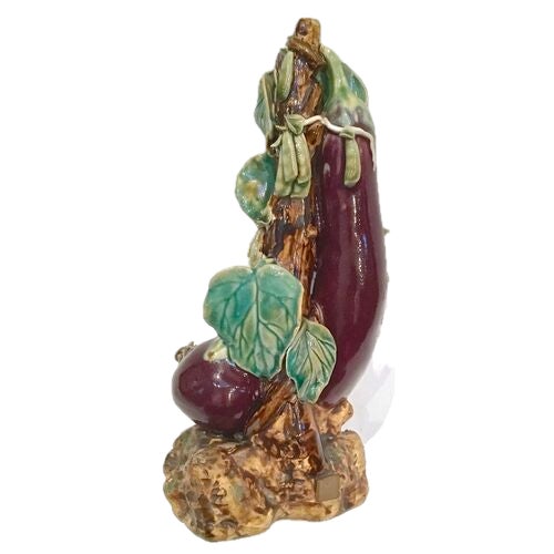 Late 20th Century Vintage Majolica Eggplant Sculpture For Sale - Image 5 of 8